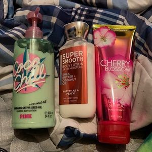 Body lotion by PINK and Bath and body works